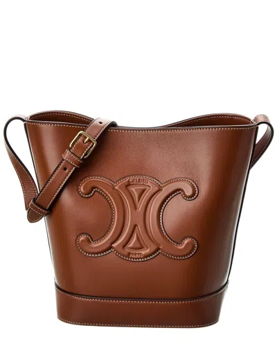 Celine Small Leather Bucket Bag In Brown