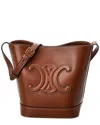 Celine Small Leather Bucket Bag In Brown