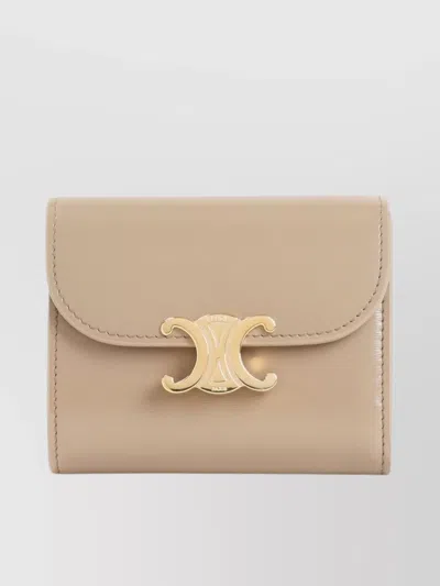 Celine Small Leather Flap Wallet With Gold-tone Hardware