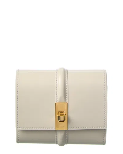 Celine Small Leather Trifold Wallet In Beige