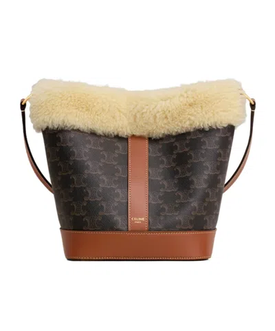 Celine Small Logo Printed Bucket Bag In Black