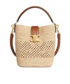 Celine Small Louise Bucket In Raffia And Calfskin In Natural/tan