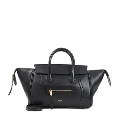 Celine Small New Luggage In Supple Shiny Lambskin In Black