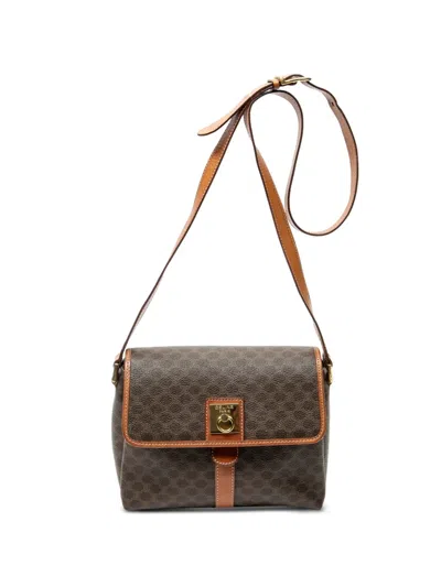 Pre-owned Celine Small Macadam Foldover Shoulder Bag In Brown