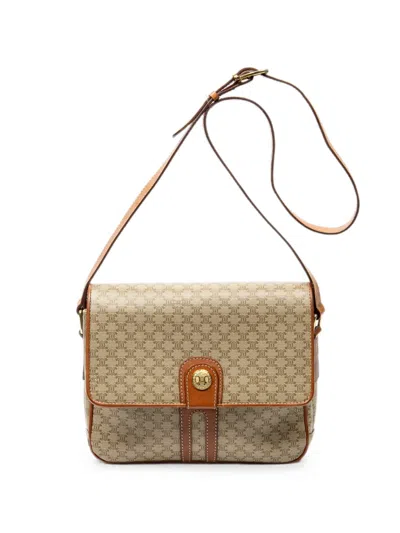 Pre-owned Celine Small Macadam-pattern Shoulder Bag In Neutral