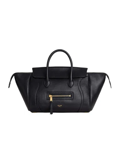 Celine Small New Luggage In Supple Shiny Lambskin In Black