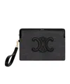 Celine Small Pouch With Strap Cuir Triomphe In Denim In Gray