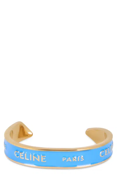 Celine Small Rigid Bracelet With Enamel Ribbon In Transparent