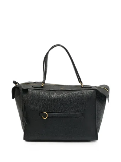 Celine Small Ring Pebbled Leather Tote Bag In Black