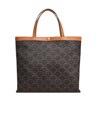 Celine Small Square Cabas In Triomphe Canvas In Brown