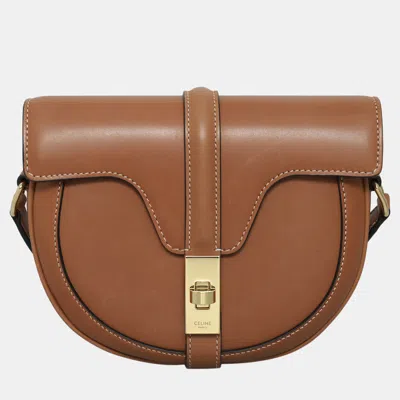 Pre-owned Celine Small Tan Leather Besace 16 Bag In Brown