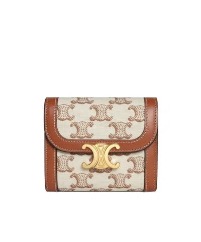 Celine Small Trimphe Printed Wallet In Brown