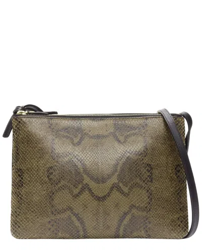 Pre-owned Celine Small Trio Brown Scaled Leather Detachable Shoulder Pouch Bag  (authentic Pre-loved)
