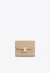 Celine Small Leather Flap Wallet With Gold-tone Hardware