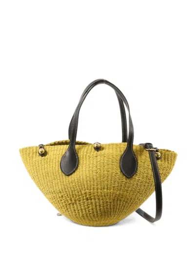 Pre-owned Celine Small Triomphe Beads Tote Bag In Yellow