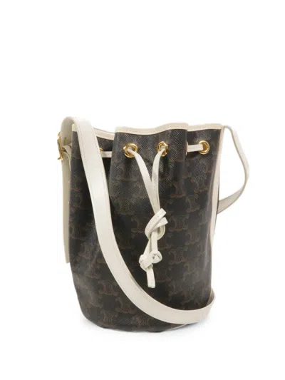 Pre-owned Celine Small Triomphe Drawstring Shoulder Bag In Brown