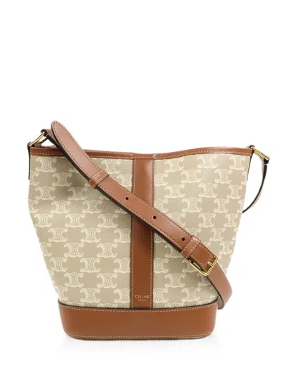 Pre-owned Celine Small Triomphe Shoulder Bag In Neutral