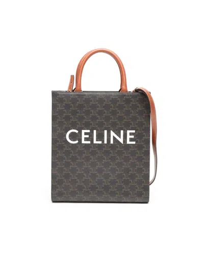 Celine Céline Small Triomphe Vertical Cabas Tote Bag In Black