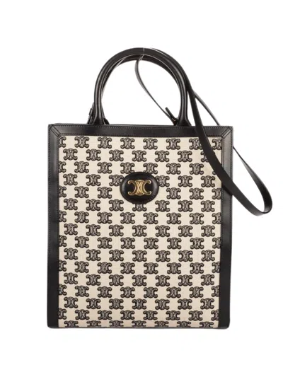 Celine Small Triomphe Vertical Cabas Tote Bag In Black