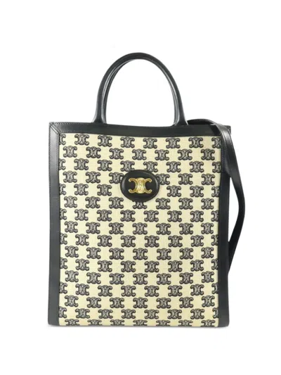 Pre-owned Celine Small Triomphe Vertical Cabas Tote Bag In Neutrals