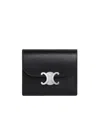 Celine Small Flap Wallet Triomphe In Shiny Calfskin In Black