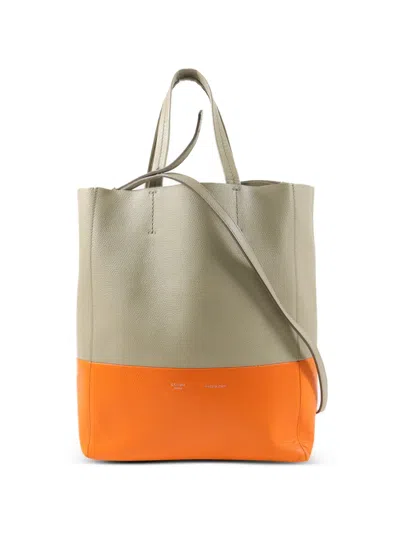 Pre-owned Celine Small Vertical Cabas Leather Tote Bag In Neutrals