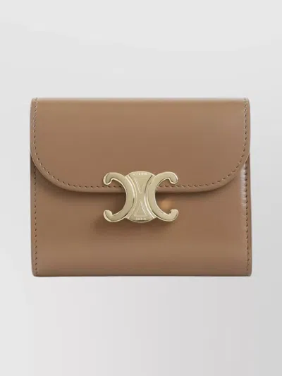 Celine Small Wallet With Flap And Hardware In Brown