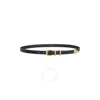 Celine Adjustable Medium Width Belt With Gold Buckle In Black