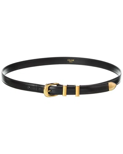 Celine Small Western Leather Belt In Black