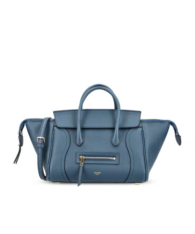 Celine Small Zippered Shoulder Bag In Blue