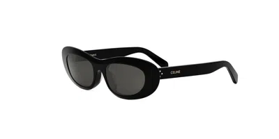 Celine Smoke Oval Ladies Sunglasses Cl40310u 01a 54 In Black