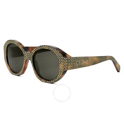 Celine Smoke Round Ladies Sunglasses Cl4240is 53a 53 In Blonde Havana/smoke