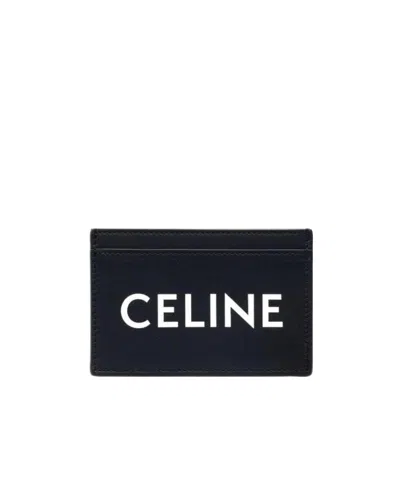 Celine Smooth Calf Leather Printed Card Bag In Black