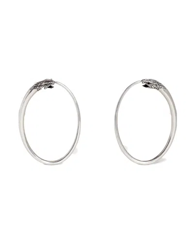 Celine Snake Head Pattern Earrings In White