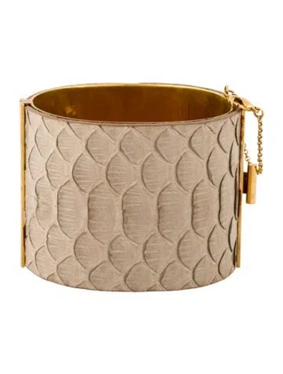 Pre-owned Celine Snake Skin Manchette Bangle Bracelet, 6" In Multi