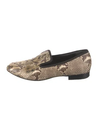Pre-owned Celine Snakeskin Animal Print Loafers In Neutral