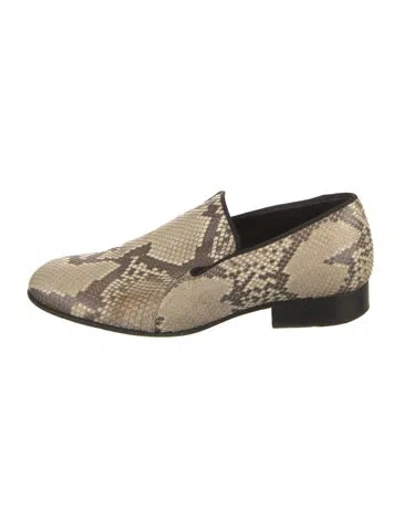 Pre-owned Celine Snakeskin Animal Print Loafers In Neutral