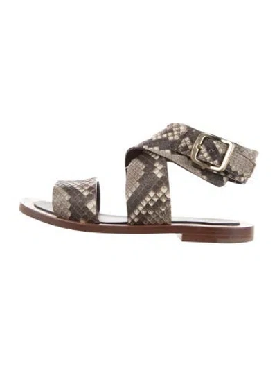 Pre-owned Celine Snakeskin Animal Print Sandals In Multicolor