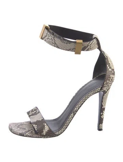 Pre-owned Celine Snakeskin Animal Print Sandals In Neutral