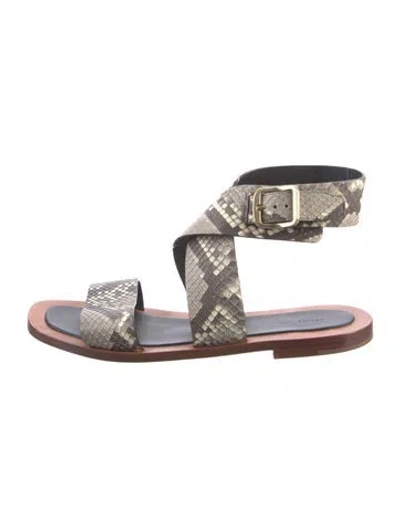 Pre-owned Celine Snakeskin Animal Print Slides