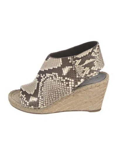 Pre-owned Celine Snakeskin Animal Print Slingback Pumps In Neutral