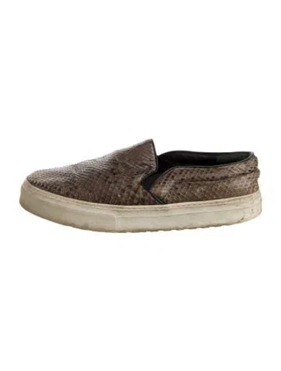 Pre-owned Celine Snakeskin Animal Print Sneakers In Brown