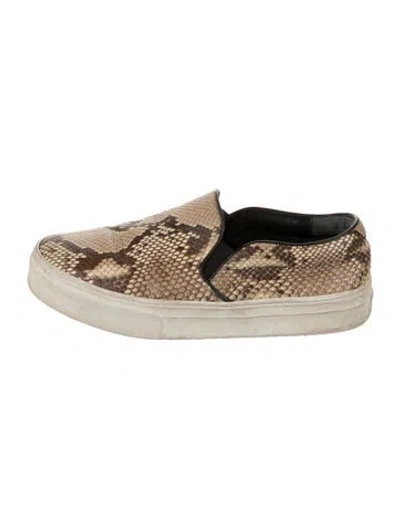 Pre-owned Celine Snakeskin Animal Print Sneakers In Brown