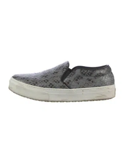 Pre-owned Celine Snakeskin Animal Print Sneakers In Gray
