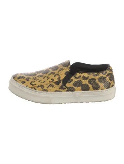 Pre-owned Celine Snakeskin Animal Print Sneakers In Yellow