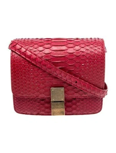Pre-owned Celine Snakeskin Messenger Bag In Red