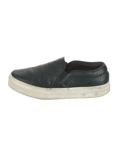 Pre-owned Celine Snakeskin Sneakers In Green