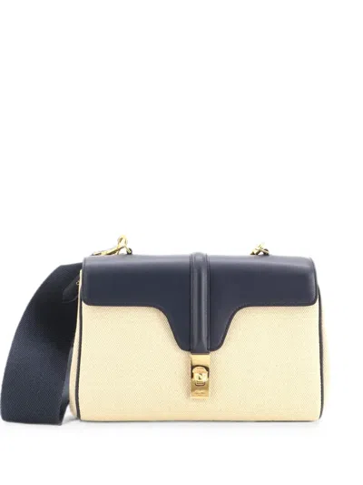 Pre-owned Celine Soft 16 Bag Canvas And Leather Teen Shoulder Bag In Blue