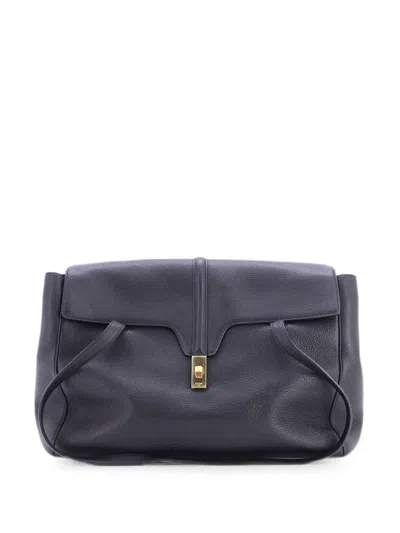 Pre-owned Celine Soft 16 Bag Grained Calfskin Large Shoulder Bag In Black
