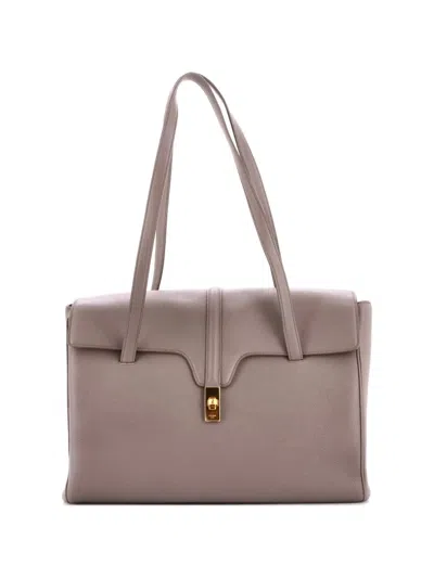 Pre-owned Celine Soft 16 Bag Grained Calfskin Large Shoulder Bag In Gray